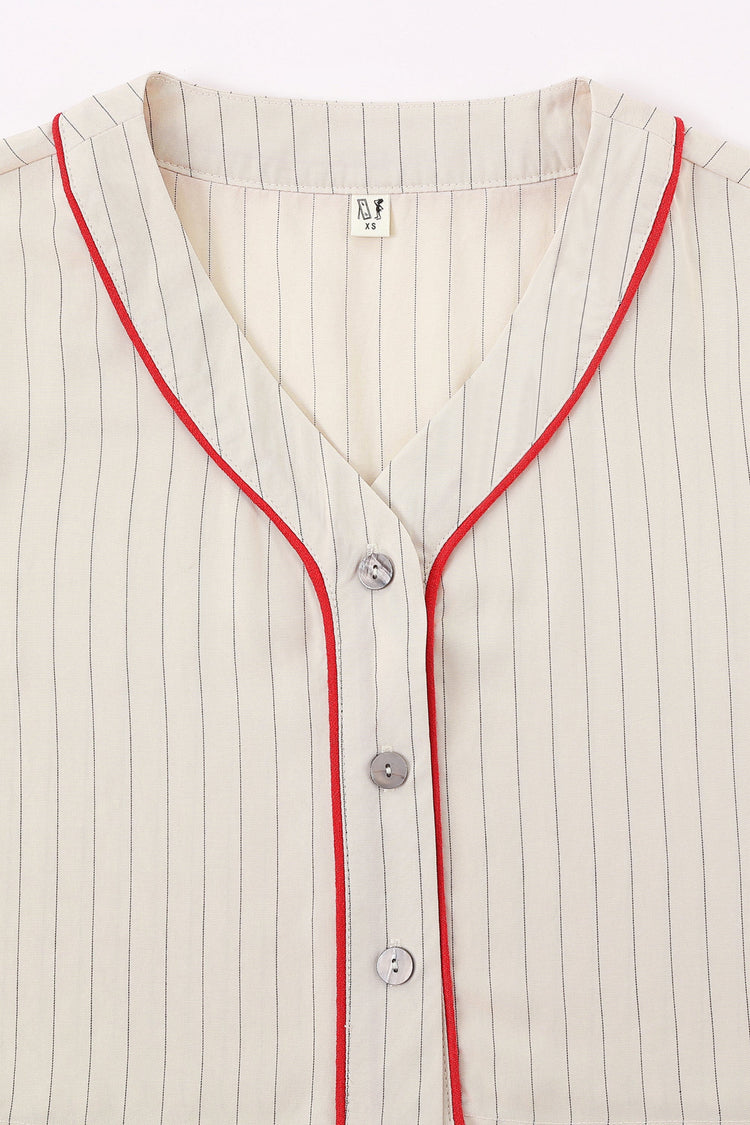 BASEBALL STRIPE CROP SHIRT