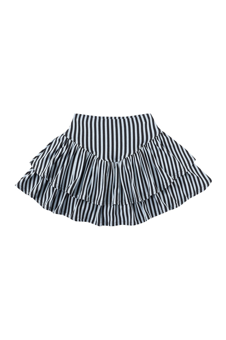 BLUE STRIPE RUFFLE SKORT
