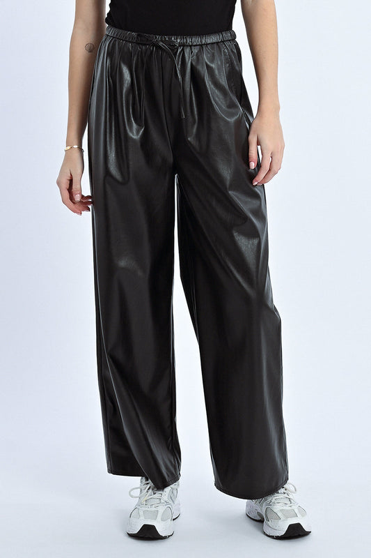 FAUX LEATHER BAGGY PANT