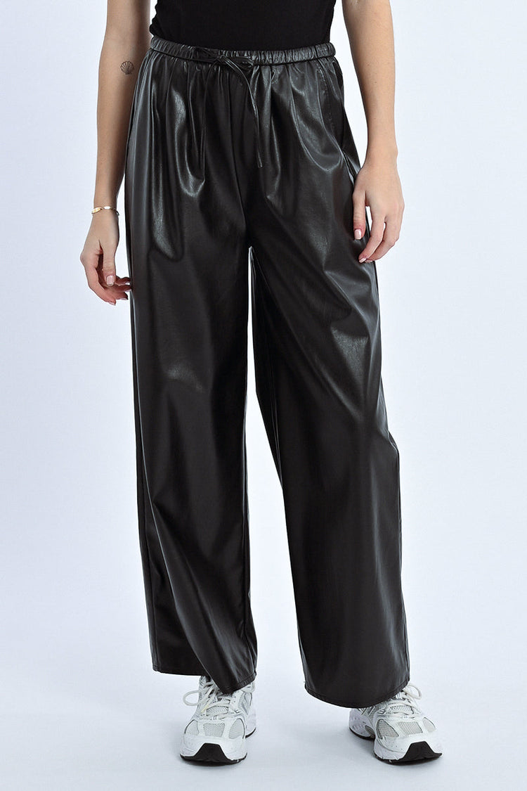 FAUX LEATHER BAGGY PANT