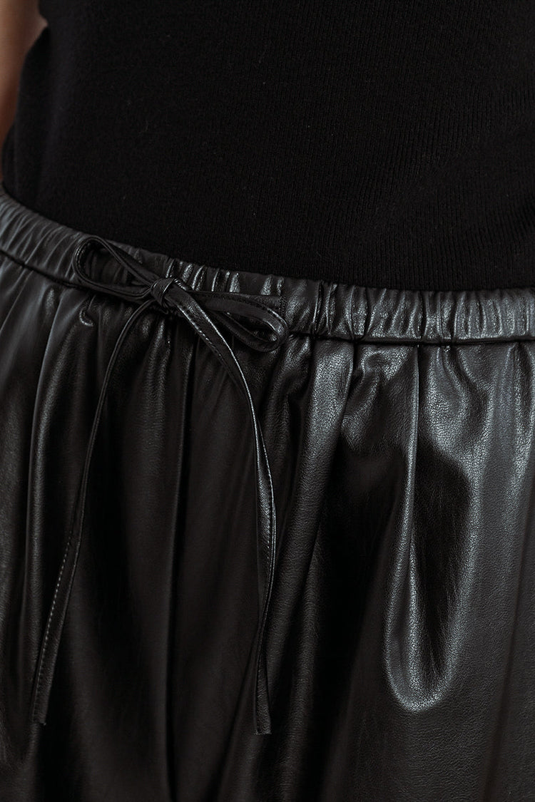 FAUX LEATHER BAGGY PANT
