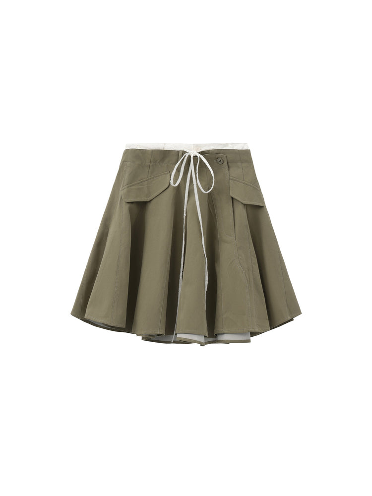 LACE TRIM DRAWSTRING SKIRT