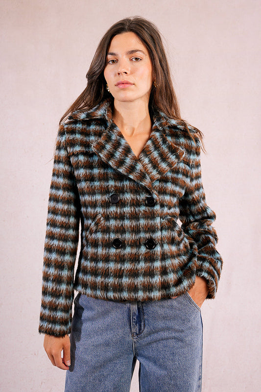 PLAID WOVEN COAT