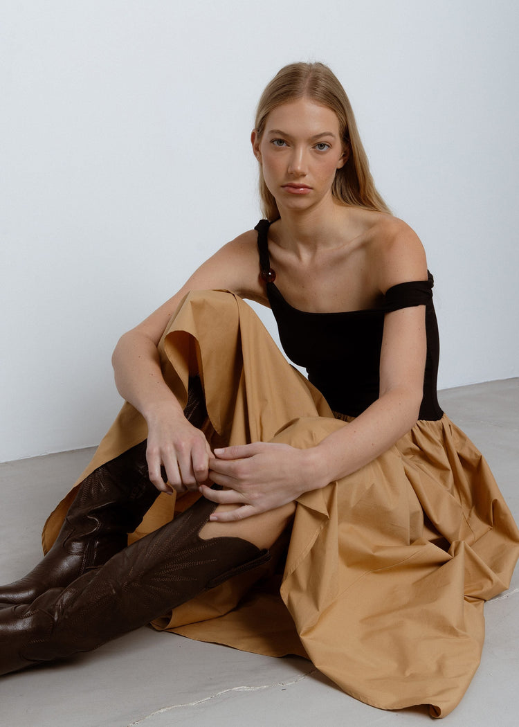 ASYMMETRIC CONTRAST DRESS