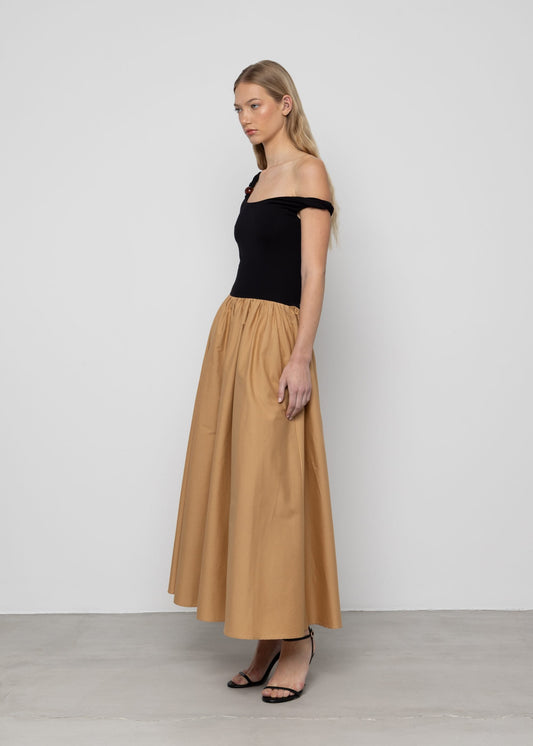 ASYMMETRIC CONTRAST DRESS