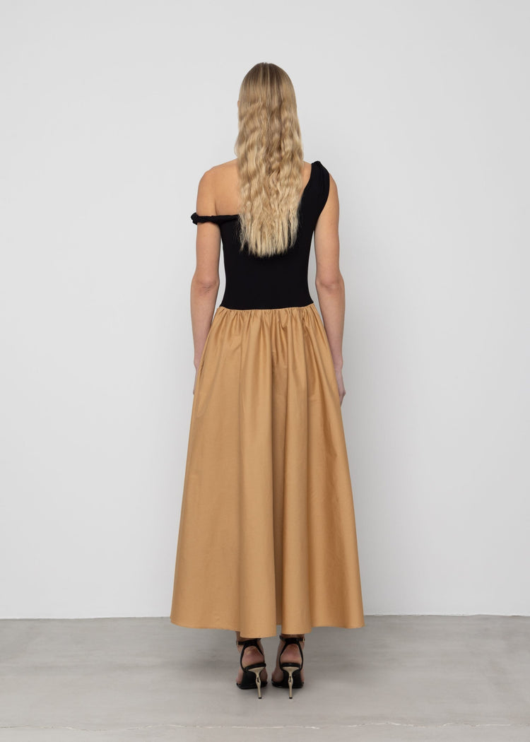 ASYMMETRIC CONTRAST DRESS