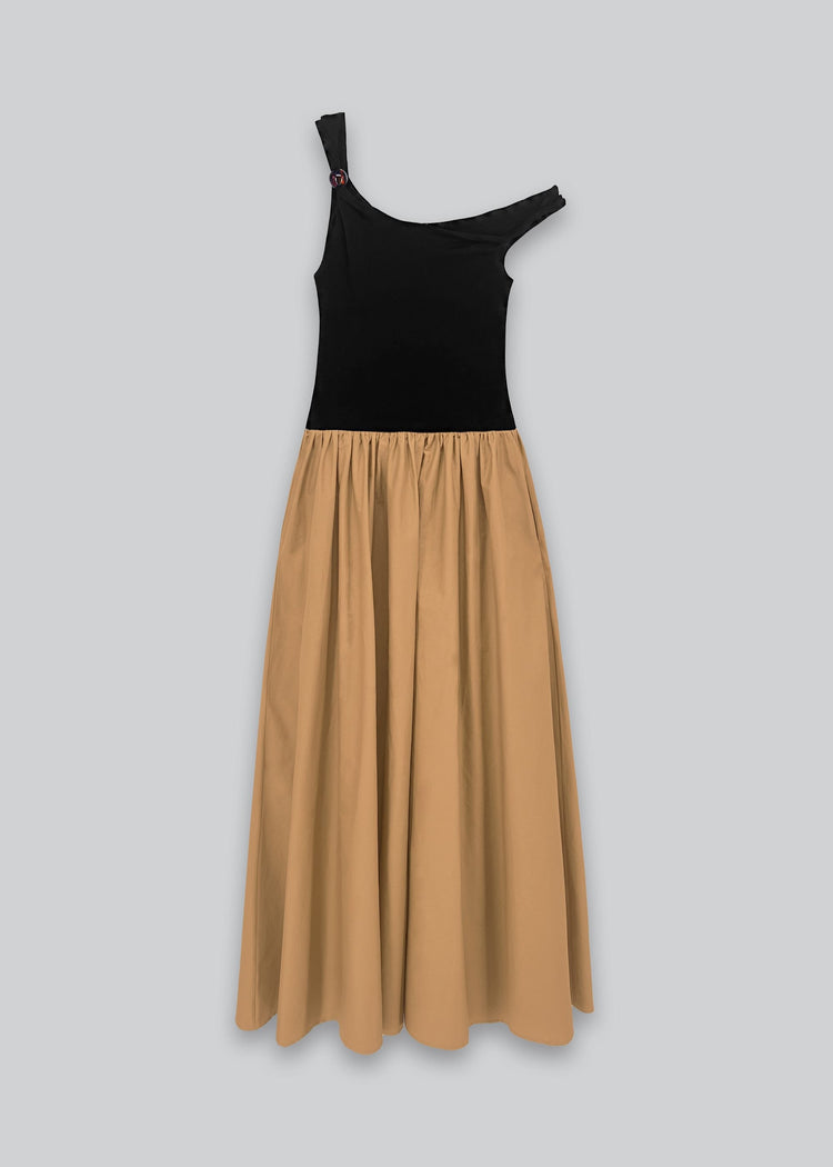 ASYMMETRIC CONTRAST DRESS