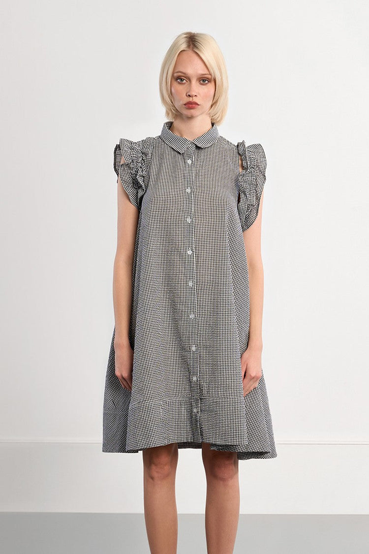 GINGHAM SHIRT DRESS