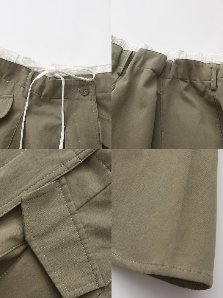 LACE TRIM DRAWSTRING SKIRT