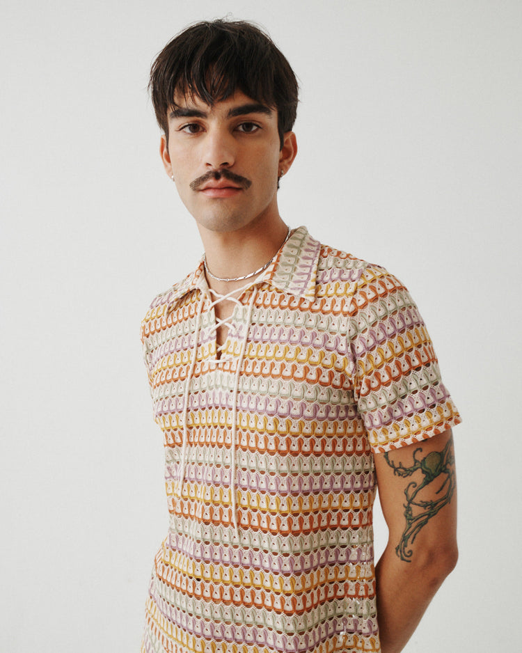 CROCHET LACE UP BOWLER