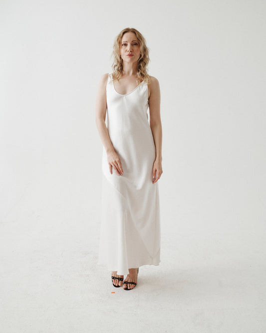SATIN LINEN WATERFALL DRESS