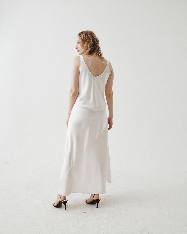 SATIN LINEN WATERFALL DRESS