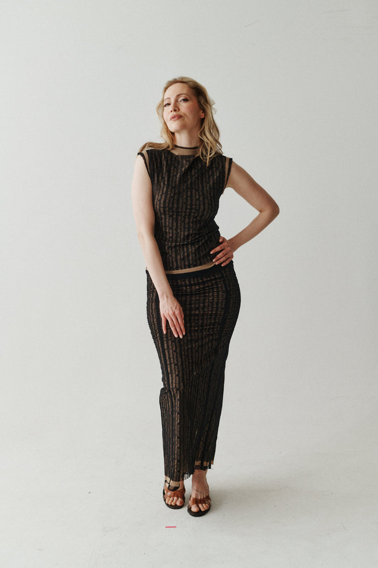 LACE RUCHED SKIRT