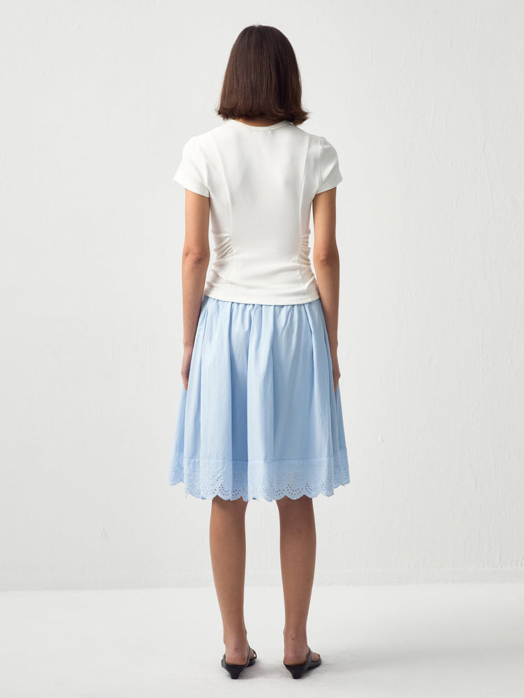 EMBROIDERED COTTON MIDI SKIRT