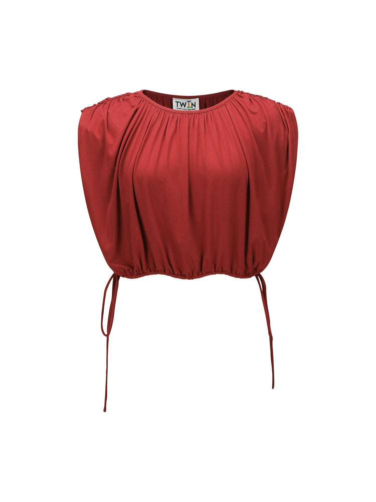 DRAPED DRAWSTRING CROP TOP