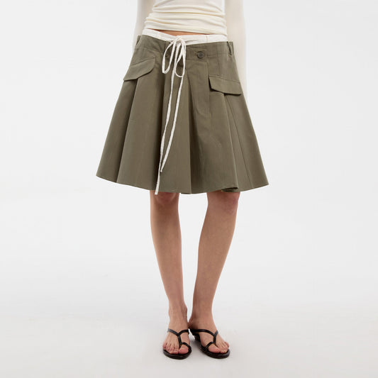 LACE TRIM DRAWSTRING SKIRT