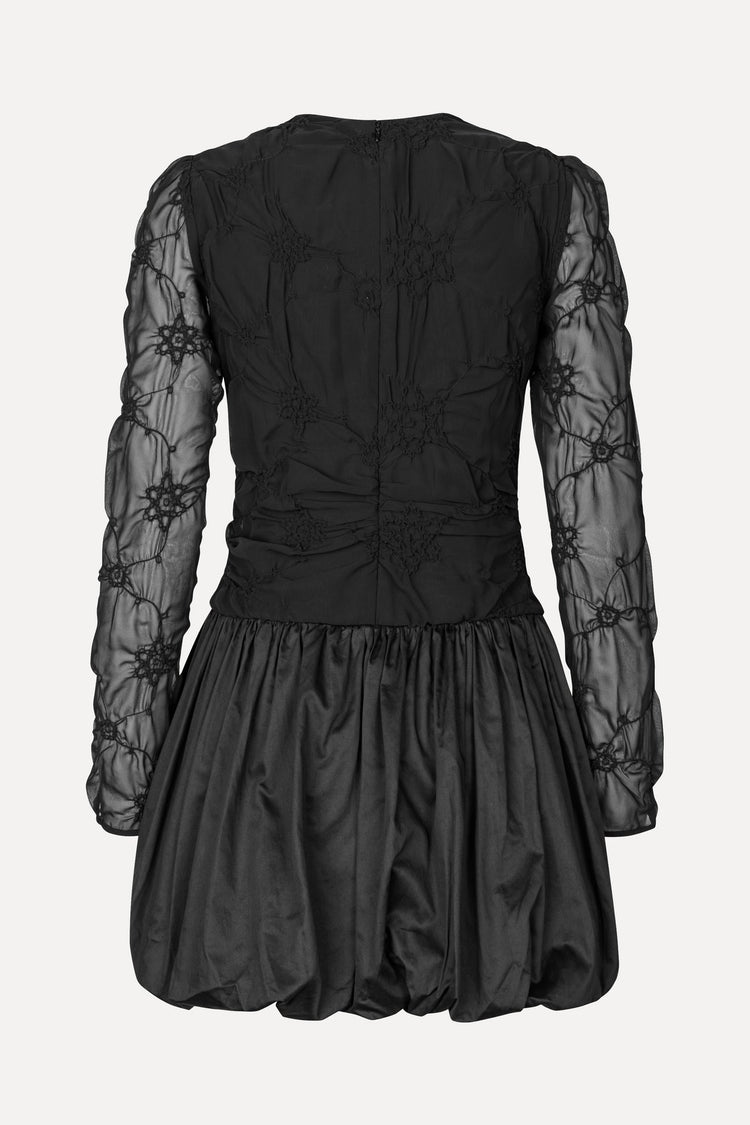 SMOCKED FLOWERS MINI DRESS