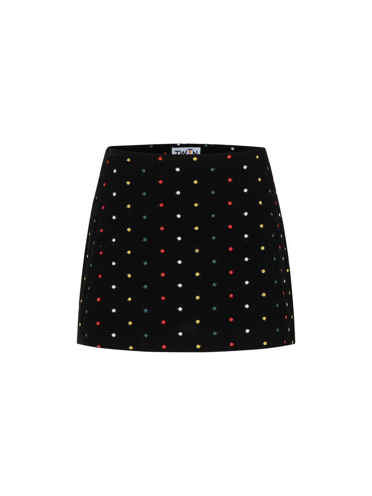 POLKA DOT VELVET SKORT