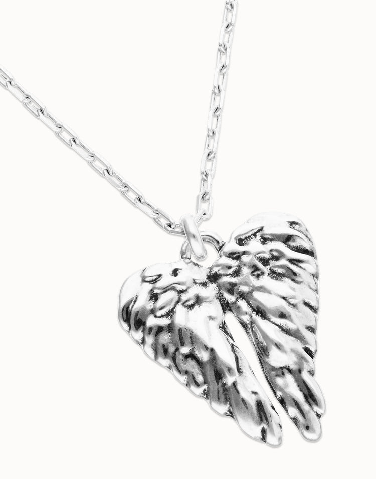 LONG ANGEL WING NECKLACE SILVER