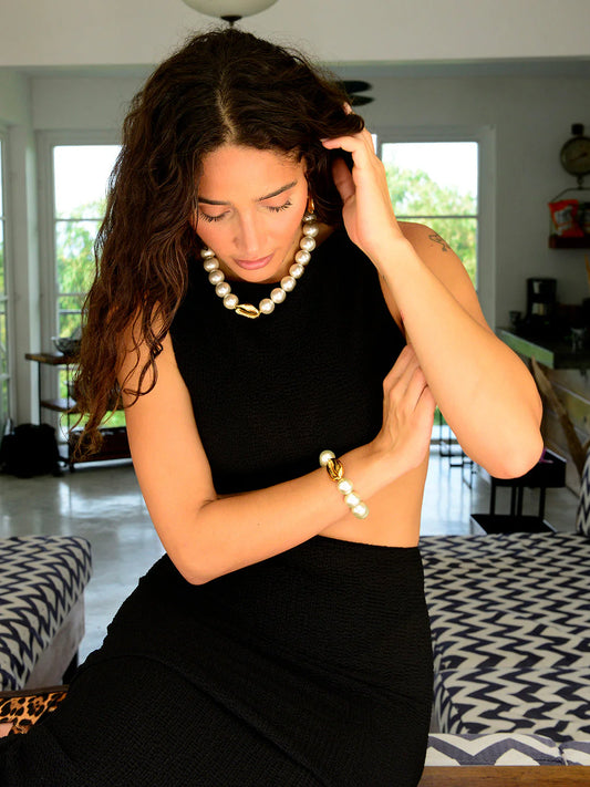 OCEANIDES PEARL NECKLACE GOLD