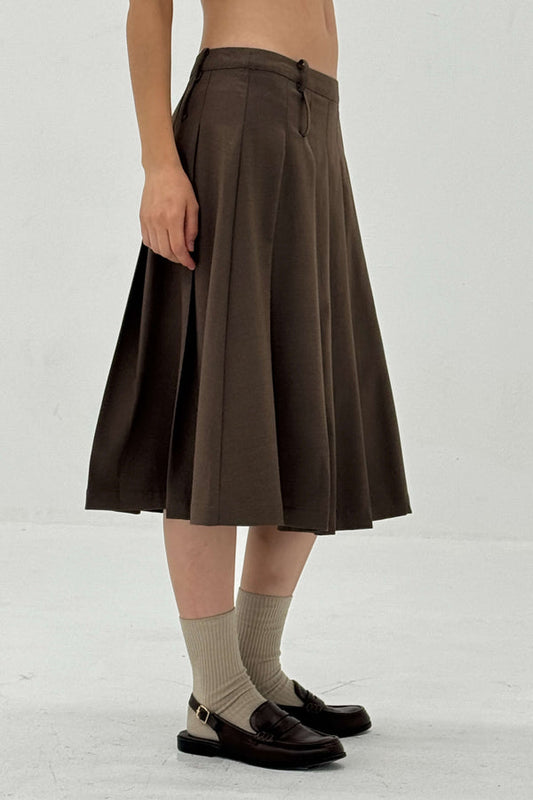 SIDE ZIPPER PLEATED SKIRT
