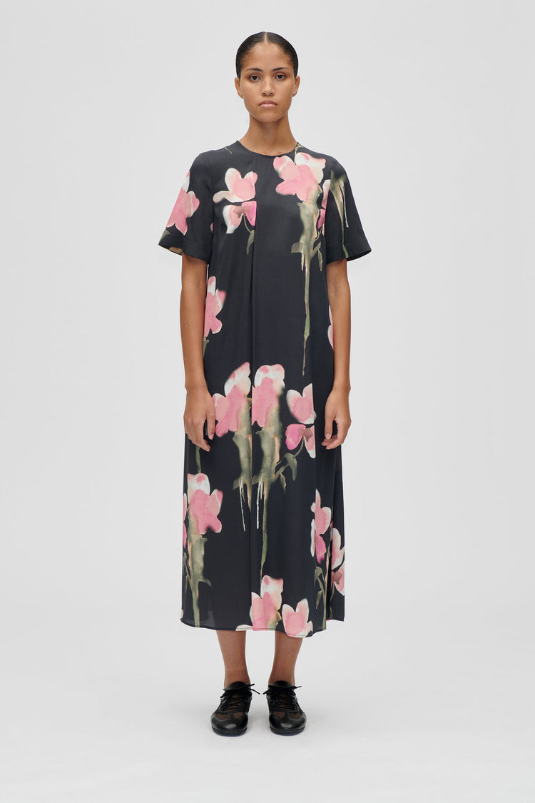 MELTING FLOWERS MIDI DRESS