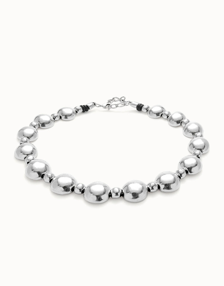 MIXED BEADED NECKLACE SILVER