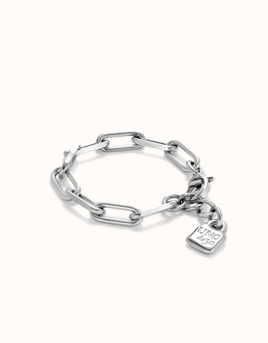 PAPER CLIP BRACELET WITH PADLOCK SILVER