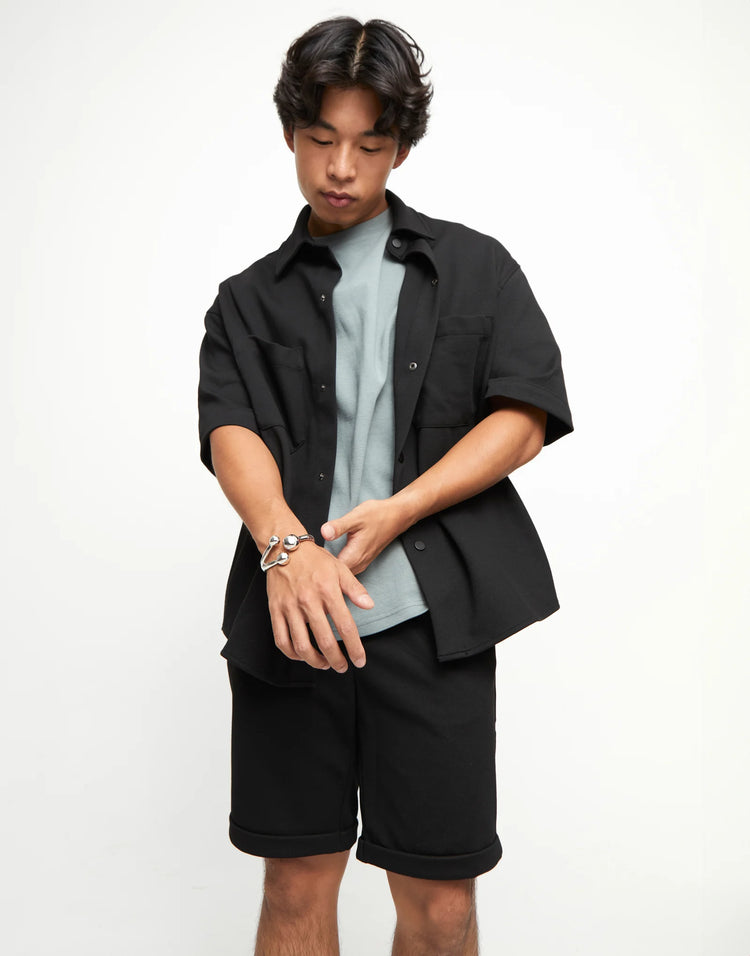 CUFF BRACELET THREE BEADS SILVER