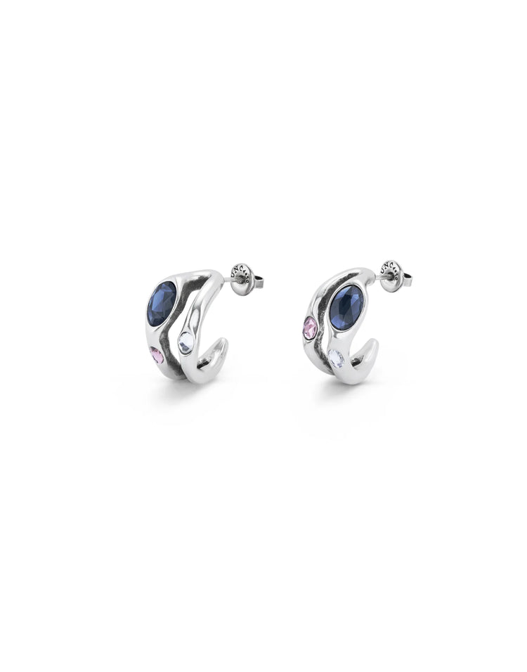 Hoop earrings multicolor crystal silver