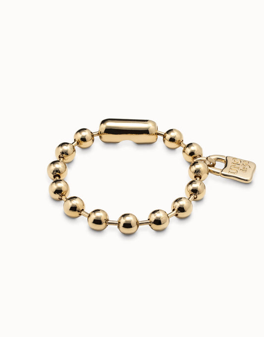 Beaded bracelet padlock gold