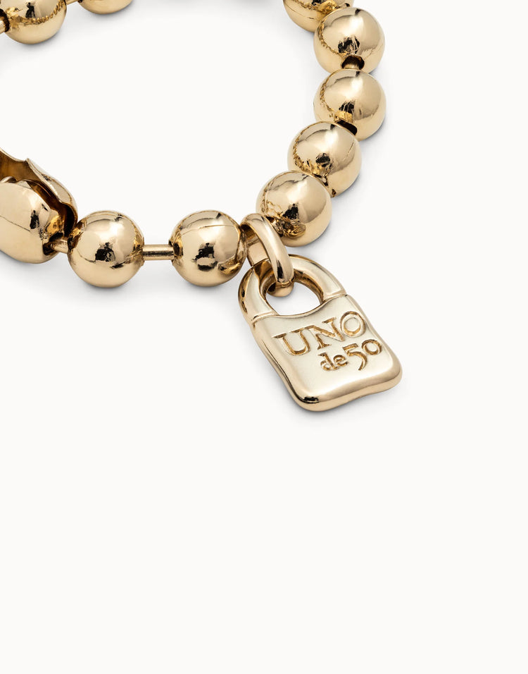 Beaded bracelet padlock gold