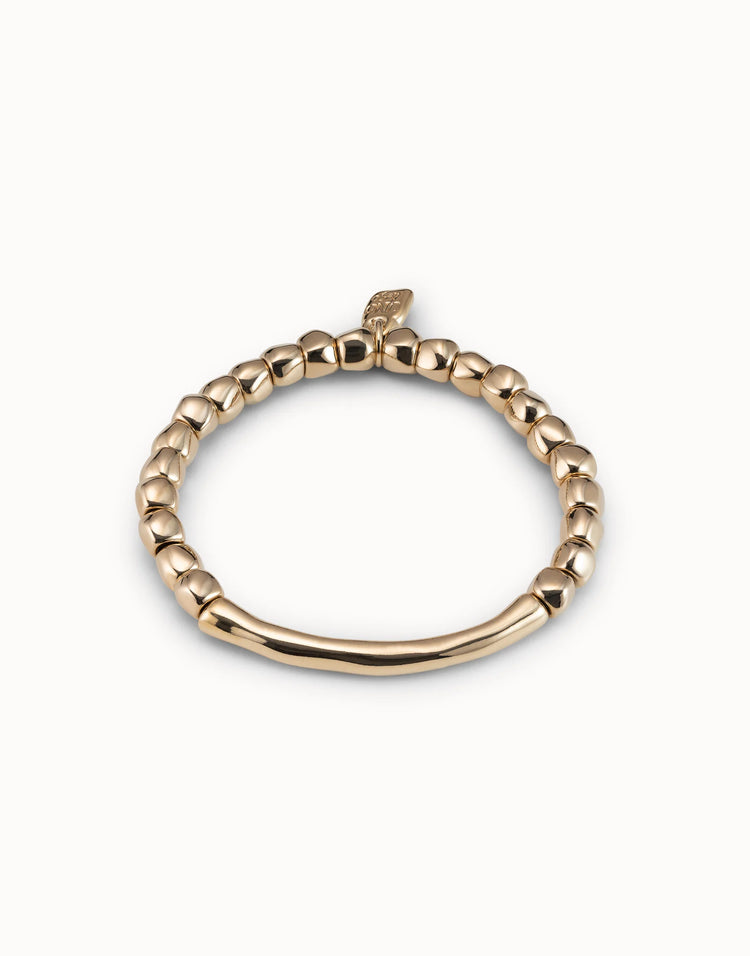 Beaded stretch tubular bracelet gold