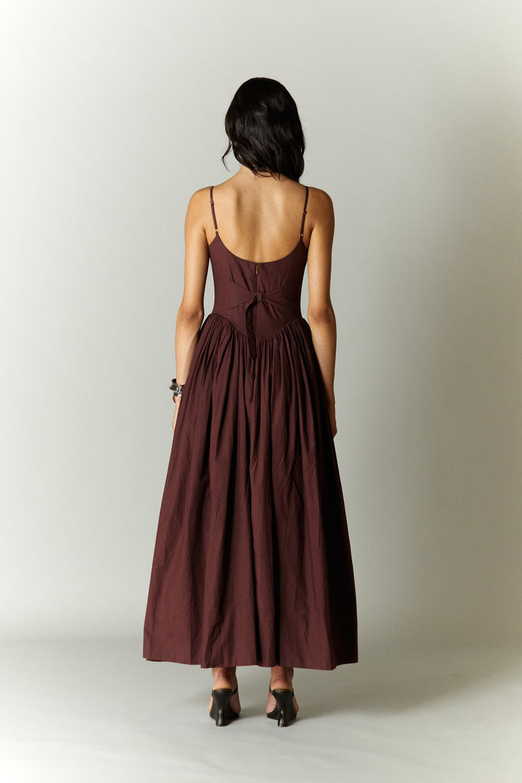 KAIA DROP WAIST MIDI DRESS