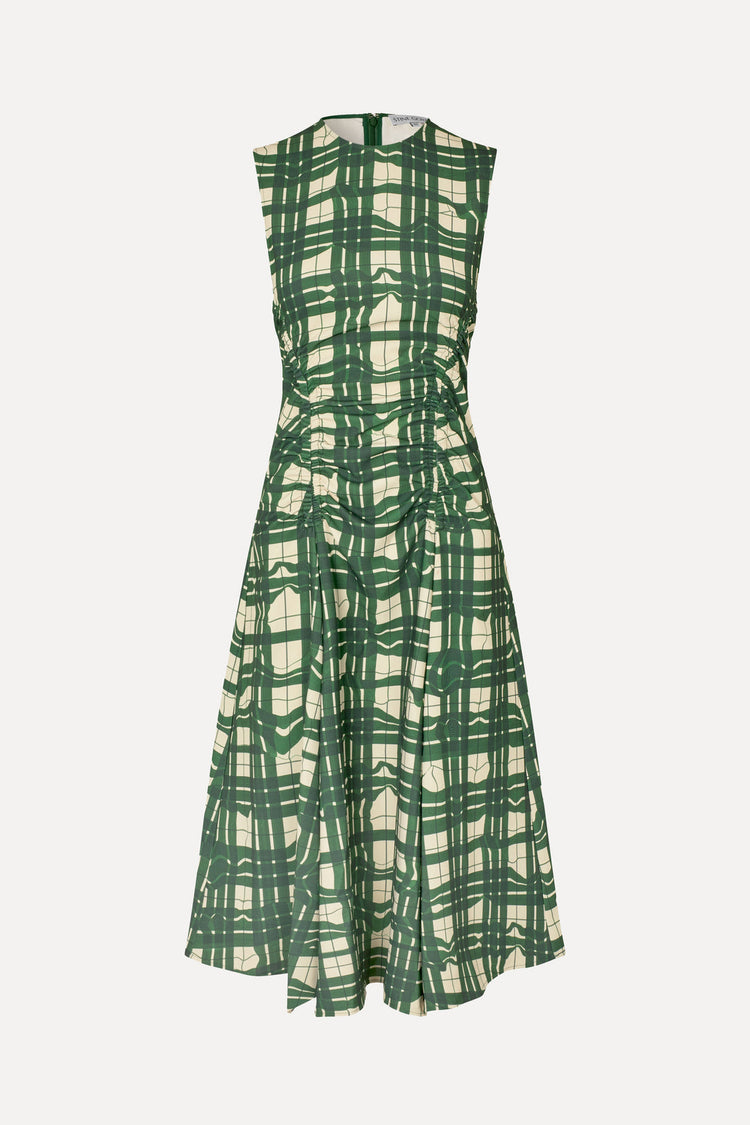 GATHERED MIDI DRESS