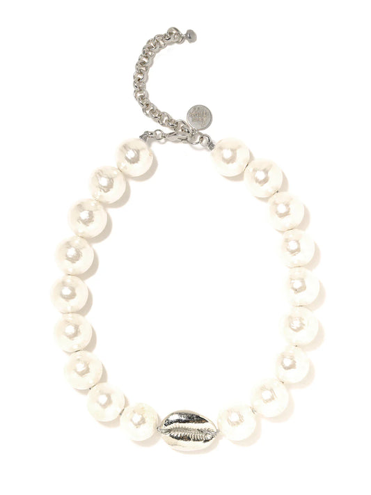 OCEANIDES PEARL NECKLACE SILVER
