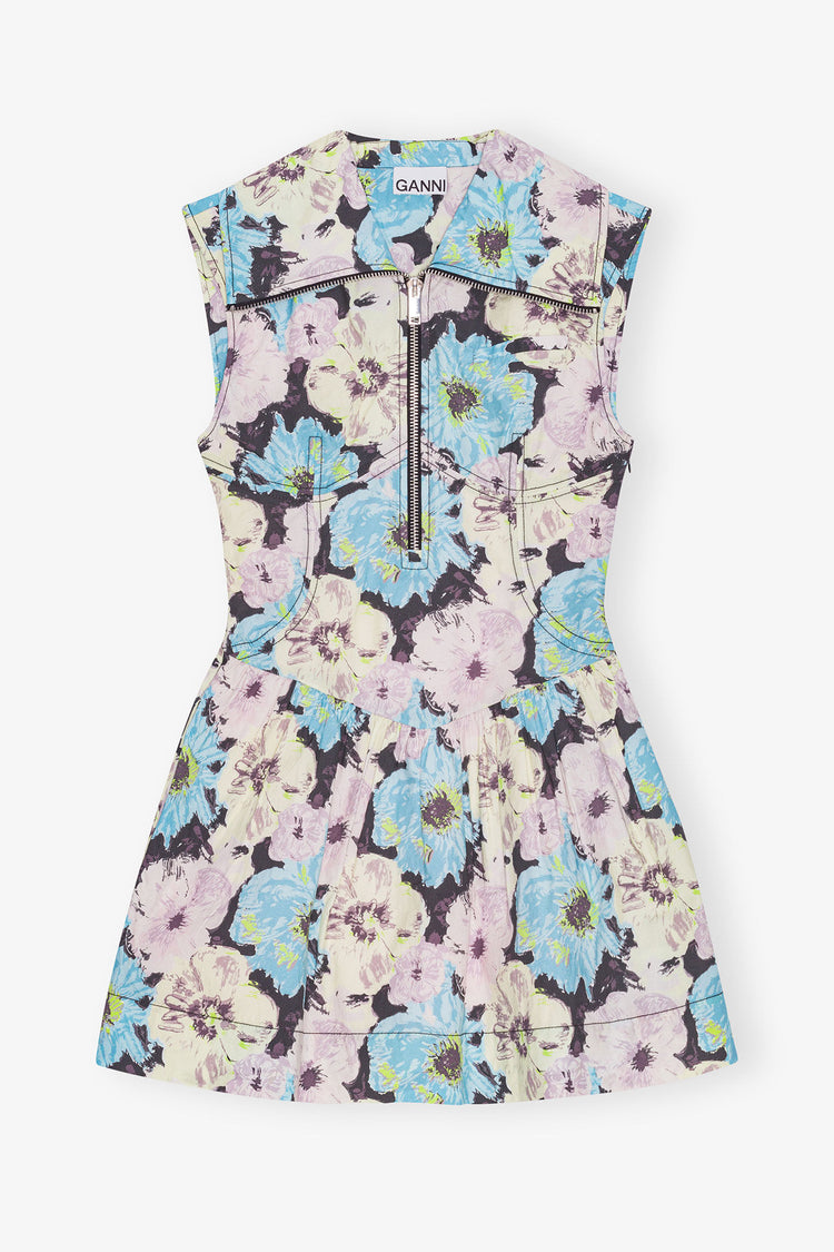 FLORAL ZIP MINI DRESS