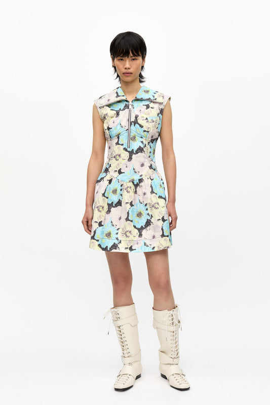 FLORAL ZIP MINI DRESS
