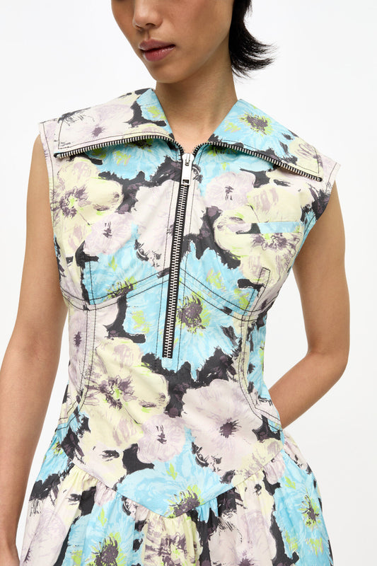 FLORAL ZIP MINI DRESS