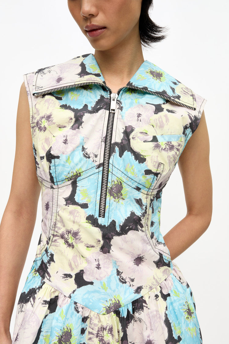 FLORAL ZIP MINI DRESS