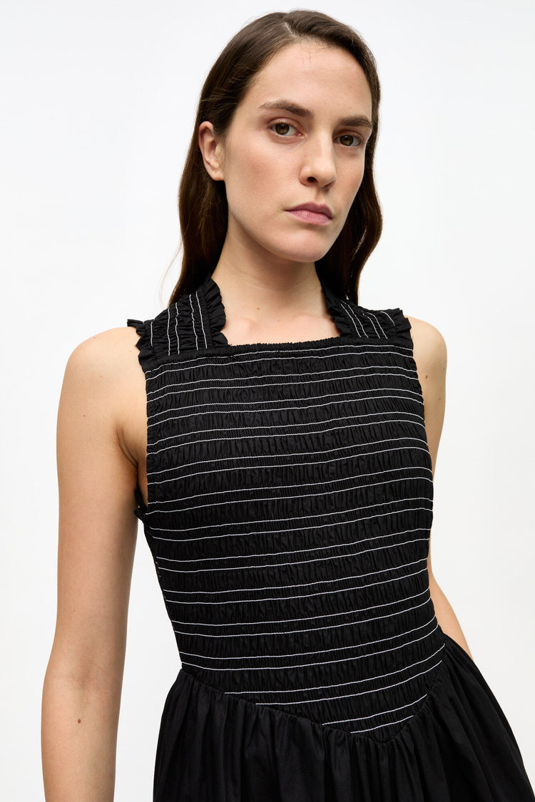 COTTON SMOCK MIDI DRESS