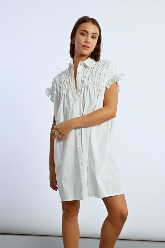 GATHERED SHIRT DRESS