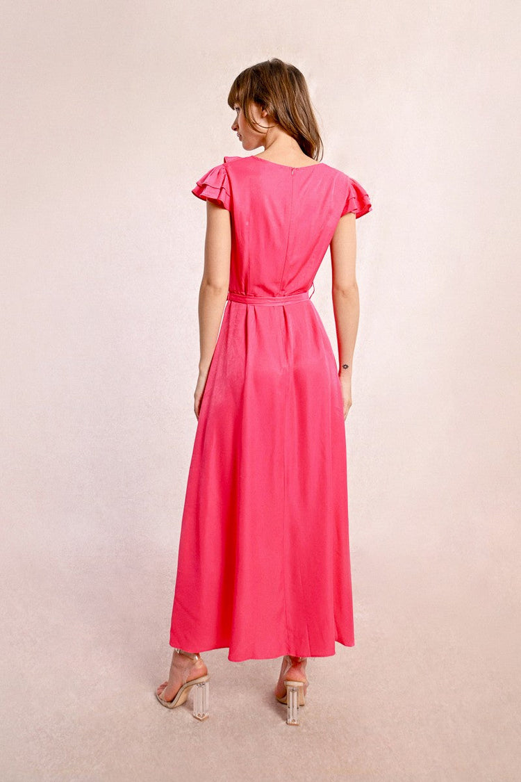 PINK RUFFLE WRAP DRESS