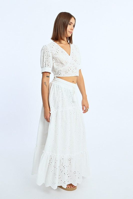 EYELET MAXI SKIRT
