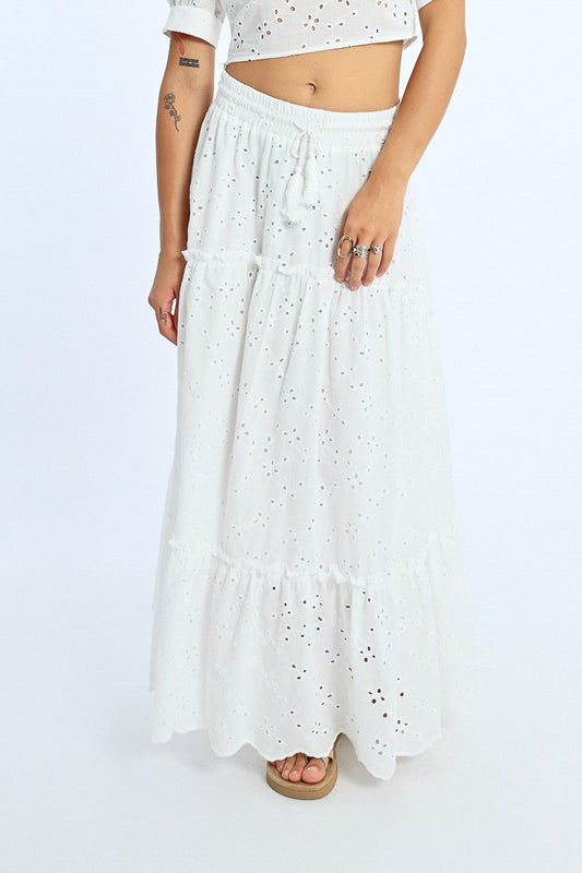 EYELET MAXI SKIRT