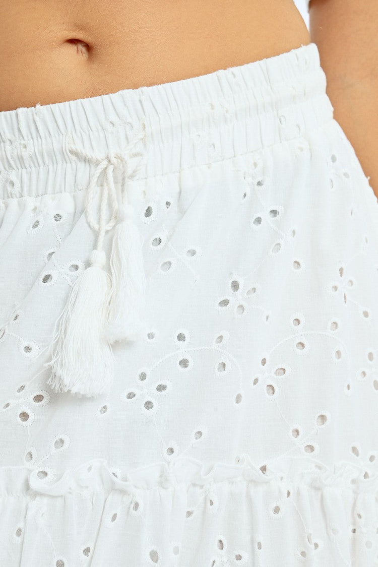 EYELET MAXI SKIRT