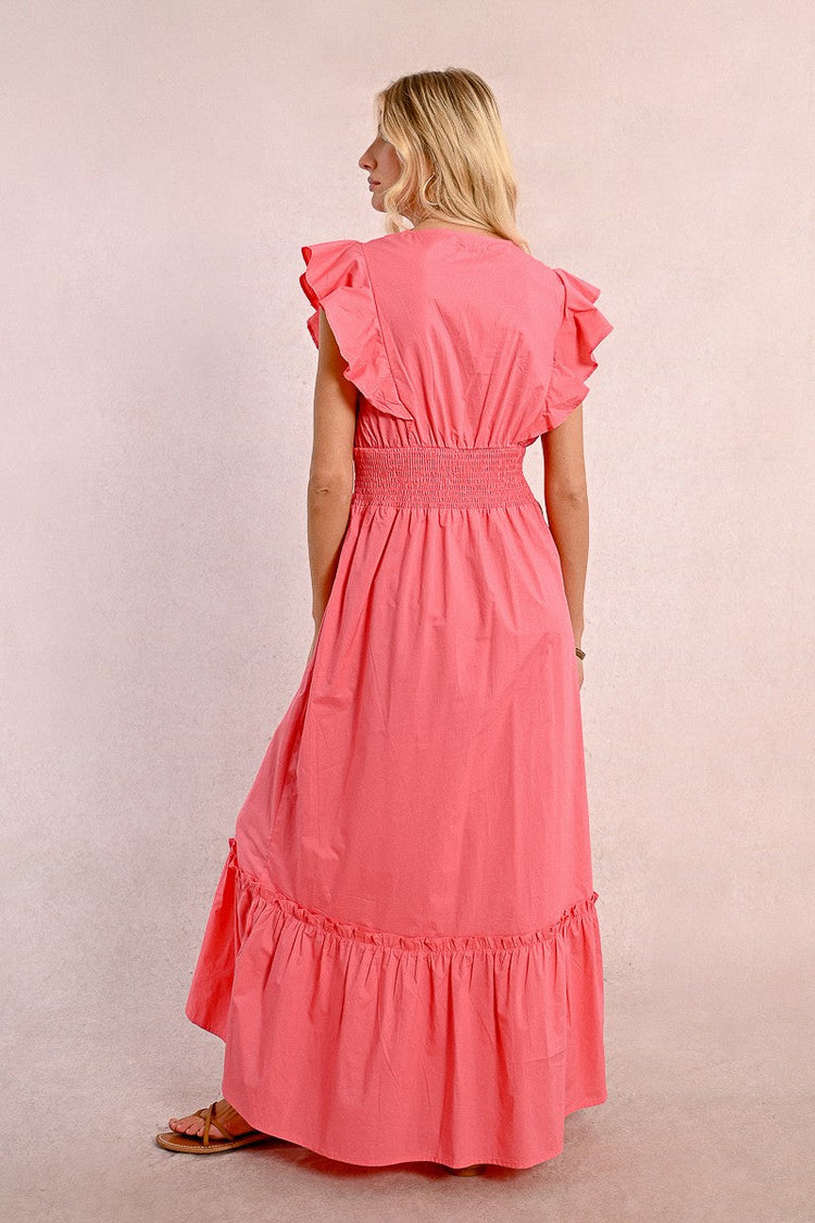 CORAL PINK WOVEN DRESS