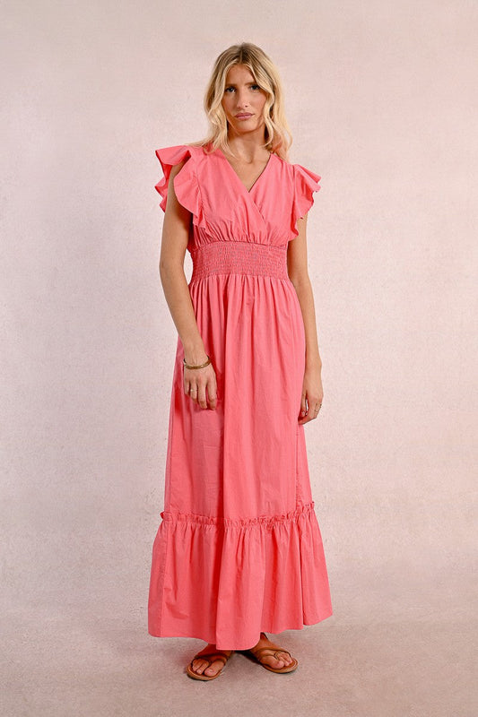 CORAL PINK WOVEN DRESS