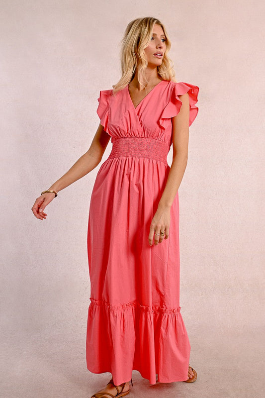 CORAL PINK WOVEN DRESS