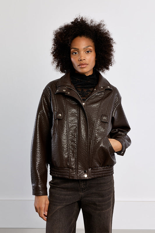 OVERSIZED FAUX LEATHER JACKET